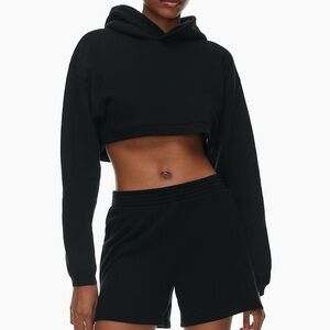 Aritzia Women's Cozy Fleece Perfect Shrug Ribcage Length Hoodie Black XS
